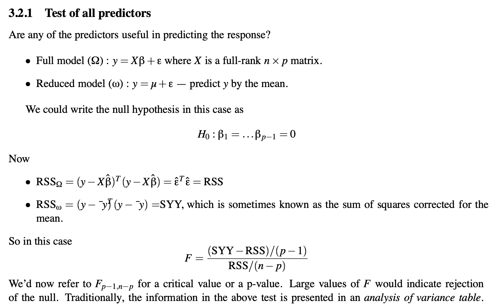 F-test for full model
